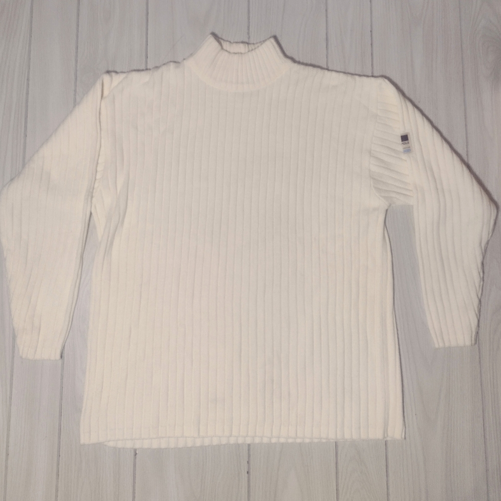 Vintage Southpole Sweater Mens Large Ivory  Cable Knit Crew Neck Pullover XL